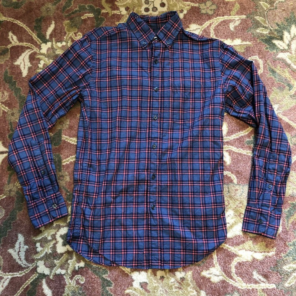 J Crew Mens Long Sleeve Shirt Blue/Red Size XS GUC